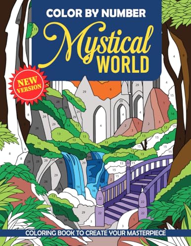 Mystical World Color By Number: Coloring Book for Adults And Teens, Featuring Fantasy Creatures For Stress Relief And Mindfulness WoodArtSupply