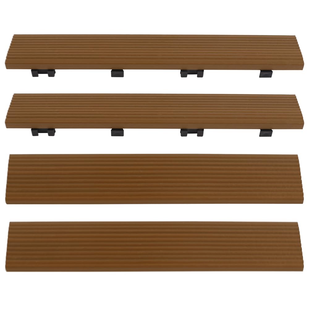1 in. x 1 ft. Quick Deck Composite Deck Tile Straight Fascia (4-Pieces/Box) (Peruvian Teak) NewTechWood