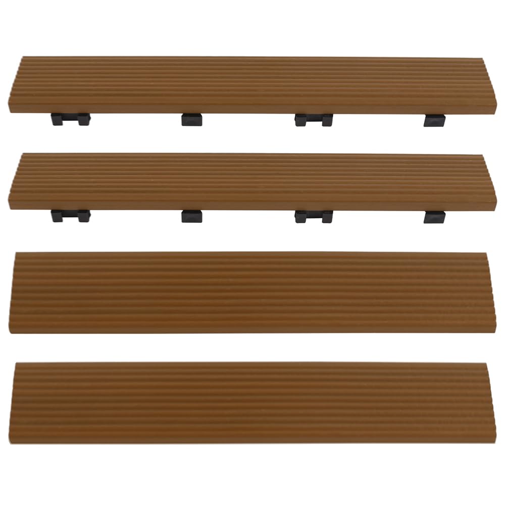 1 in. x 1 ft. Quick Deck Composite Deck Tile Straight Fascia (4-Pieces/Box) (Peruvian Teak)