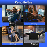 GYMAX Gaming Recliner, Massage Gaming Chair w/Adjustable Footrest, Remote Control & Side Pocket, Ergonomic Game Lounge Chair, Racing Style Single Theater Seat Game Sofa for Adults (Blue) GYMAX