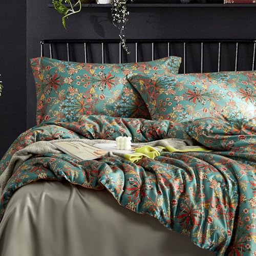Ikawaapurry Comforter Set for Queen Size Bed Farmhouse Boho Bedding Sets Fluffy Lightweight Flowers Plants All Season 3 Pcs Comforter with 2 Pillow Shames Ikawaapurry
