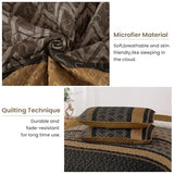 Dinjoy King Size Quilt Set Boho, Soft 3 Pieces Striped Bedspreads Quilts Brown Bedding Sets Boho Lightweight Quilted Coverlets Set Fall Bed for All Seasons 110"x90" Dinjoy