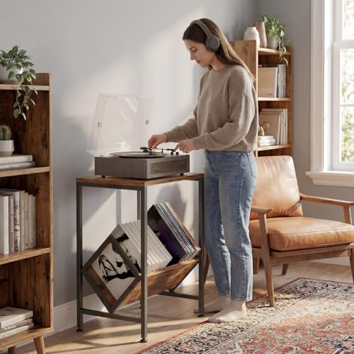 VonDream Spacious Turntable Stand with Vinyl Record Storage, Holds 80+ LPs, All-in-One Record Player & Album Storage, Record Player Stand with Storage VonDream