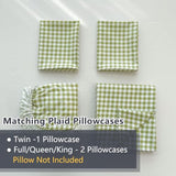 NSNLGSGC Sage Green Gingham Full Sheet Set, Soft Brushed Microfiber Plaid Full Bed Sheets, 4-Pieces Grid Sheet Set with Deep Pocket NSNLGSGC