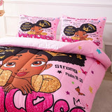 GRAT TIOC Black Girl Magic Comforter Set Twin,Black Girl Bedding Set,Christian Inspirational Little Princess Comforter,God Says I Am Afro Melanin Peekaboo Bedroom Set GRAT TIOC