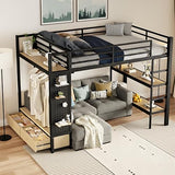 ICIUIOIR Full Size Loft Bed with Storage, Space-Saving Loft Beds with Shelves, Drawers, Pegboard and Wardrobe, MDF + Metal Bed Frame/Full ICIUIOIR