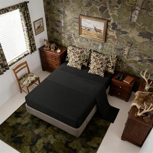 Erosebridal Deer Bear 7 Piece Bedding Set Twin Camo Comforter Set with Sheets Hound Turkey Wolf Army Print Bed in a Bag Brown Farmhouse Camouflage for Kids Boys Girls Erosebridal