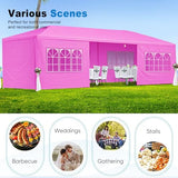 10x30ft Ez Pop up Canopy Tent with 8 sidewalls Easy Up Commercial Outdoor Canopy Wedding Party Tents for Parties All Season Wind & Waterproof Gazebo with Roller Bag (Pink, 10x30') AYJOIR