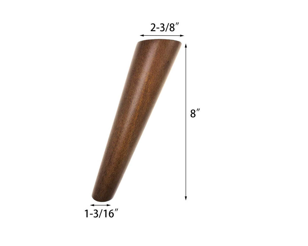 Walnut Color Round Solid Wood Furniture Legs Sofa Replacement Legs Perfect for Mid-Century Modern/Great IKEA hack for Sofa Legs, Couch Legs, Bed Legs, Coffee Table Legs (8 Inches,Set of 4) Sweet Melodi