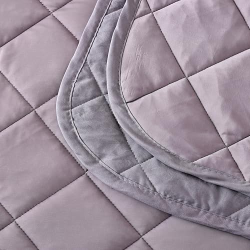 EVOLIVE Poly/Elastane Diamind Quilted All Season Light Weight Single Reversible Cooling Quilted Throw (Grey, Throw 50“x60”) EVOLIVE