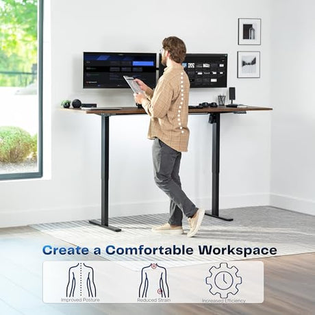 VIVO Large Electric 83 x 30 in Standing Desk, Memory Height Adjustment, 1B Series, Holds 220 lbs, Rustic Vintage Brown Top Black Frame, DESK-KIT-1B8N VIVO