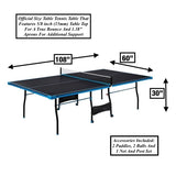 Black Blue Folding Rolling Table Tennis Table Indoor Ping Pong Table with 2 Paddles 2 Balls 1 Net and Post Set 4 Wheels for Easy Movement Perfect Christmas New Year Holiday Season Gifts Generic