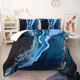 Nttopship Blue Marble Comforter Set Queen Size Deep Blue Marble Bedding Set Soft Microfiber Minimalist Wind Comforter Sets 3 Pieces with 2 Pillowcases Nttopship