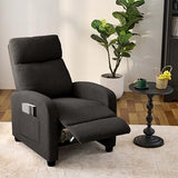 zzlay Recliner Chair for Living Room, Modern Adjustable Home Theater Seating Single Sofa Manual Push Back Armchair with Soft Linen Upholstery & High Backrest for Small Spaces, Linen-Black