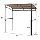 Giantex 7x4.4ft Grill Gazebo, Patio Outdoor Backyard BBQ Canopy Shelter, Soft Top, Heavy-Duty Steel Construction, Storage Shelf, Hanging Hooks, Bear Opening Setting, Anchor Kit (Brown) Giantex