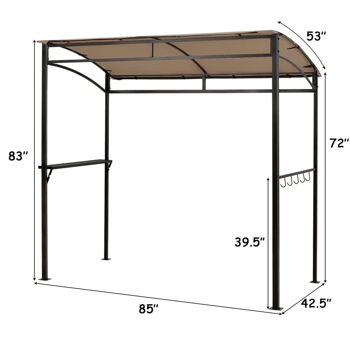 Tangkula 7ft Grill Gazebo, Patio Barbecue Canopy with Serving Shelf and Storage Hooks, Curved Grill Shelter w/Heavy-Duty Steel Frame Sunshade Gazebo for Outdoor Garden (Coffee) Tangkula