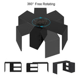 HSH Black L Shaped Desk with Drawers Shelves, 360 Rotating Home Office Desk L Shape with Storage Cabinet, Corner Wood Computer Table for PC Executive Work Study Writing in Bedroom Living Room, 55 in HSH