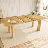 HIPIHOM Extendable Dining Table for 6-8 People, 63 to 78.7 Inch Rectangular MDF Table, Farmhouse Rustic Style, Space-Saving Design for Dining Room, Kitchen, Meeting HIPIHOM