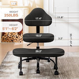 AtHope Cross Legged Office Chair, Criss Cross Desk Chair ADHD Meditation Kneeling Yoga Seat with Adjustable Height, Lumbar Support, Wider Footrest and Wheels (Black) AtHope