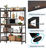 Tribesigns 43 Inch 5-Tier Industrial Bakers Rack with Storage and Hooks in Black Brown Tribesigns