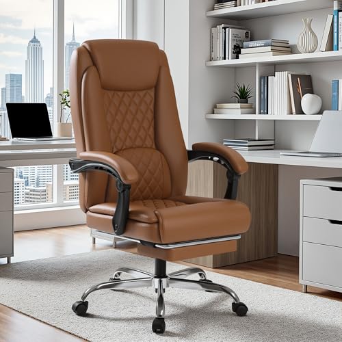 Homall Executive Home Office Chair with Lumbar Support,400lbs Adjustable Ergonomic High Back Office Chair Reclining Managerial Chair for Home Office (Brown) Homall