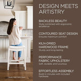 Maven Lane Adrien Saddle Bar Stool in White Oak Finish with Natural Fabric Upholstery Maven Lane