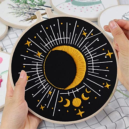 Louise Maelys Tarot Embroidery Kits for Beginners with Moon Pattern,Adults Starter Cross Stitch Kit DIY Needlepoint
