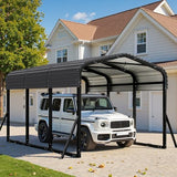 Jocoevol Heavy Duty Metal Carport Canopy, 10x15 FT Outdoor Car Port with Waterpoorf Metal Roof& Side Support Rods, Multi-Use Shelter Outdoor Garage for Car, Boats and Truck Jocoevol