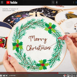 Embroidery Christmas Kits for Adults Beginners Embroidery Starter Kits with Christmas Tree Wreath Pattern, Hand DIY Embroidery Stamped kits, 3 Embroidery Hoops, 3 Embroidery Fabric, Needles and Thread