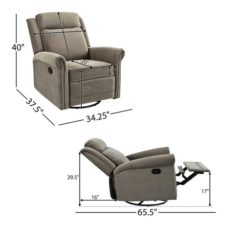 360 Degrees Swivel Manual Rocking Recliner with Adjustable Backrest HouseOfZazla