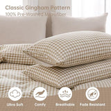 YHJWW Brown Gingham Duvet Cover Bedding Set Prewashed Extra Soft Comfy Breathable 3 Piece Plaid Checkered Grid Vintage Comforter Cover Set Cute Aesthetic (King 104"x90", No Comforter) YHJWW