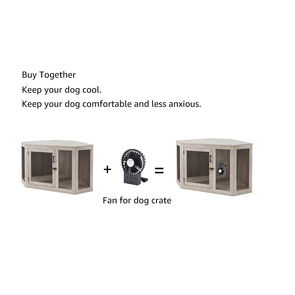 unipaws Furniture Style Corner Dog Crate for Small Medium Dogs, Indoor Aesthetic Puppy Kennel TV Stand, Modern Decorative Wood Pet House Dog Cage, Pretty Cute End Side Table Nightstand, Grey - WoodArtSupply