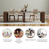 Banzeem Extendable Dining Table, Transformer Extra Console Table for 1-12 People, Folding Space Saving Dining Room Table for Homes, Apartments, Walnut Banzeem