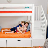 Max & Lily Twin Bunk Bed with Staircase and Storage Drawers, Underbed, White Max & Lily