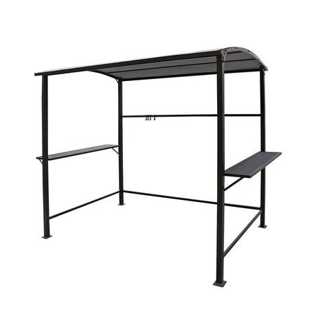 COBANA Grill Gazebo 8’by 4.6’ Outdoor Patio BBQ Canopy with Single-Tier Soft Top and Metal Shelves, Gray COBANA