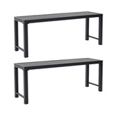 Black Outdoor Backless Bench for Garden, Set of 2, Metal Outdoor Bench Weatherproof, Patio Benches for Outdoors, Benches Seat for Backyard, Porch, Plant Stand and Holder Stabrech