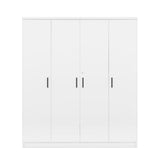 VURAX Freestanding Wardrobe with Drawers & Shelves, Armoire Storage Closet w/Hanging Rod, Bedroom Clothes Cabinet Organizer, for Home/Wulnut, 4-Door, White 2 VURAX