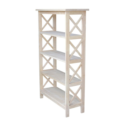 International Concepts 4-Tier X-Sided Bookcase, Unfinished - WoodArtSupply