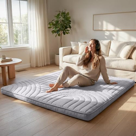 ZonLi Japanese Floor Mattress Futon Mattress Twin Size, Thicken Roll Up Tatami Mat Washable Cover, Portable & Foldable Floor Bed Mattress for Sleeping, Dormitory, Adult Kids ZonLi