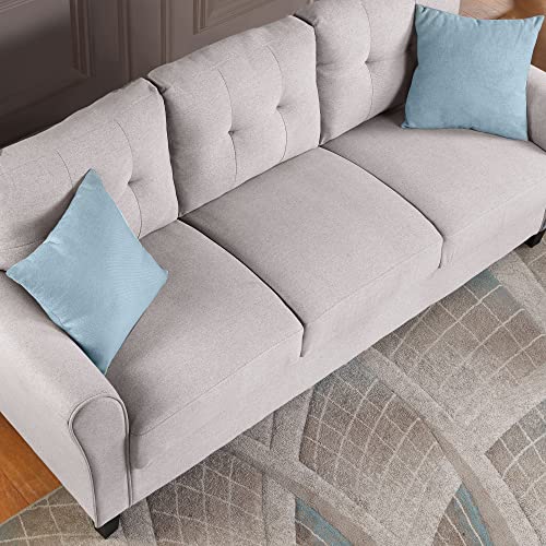 Harper & Bright Designs 3-Piece Living Room Sectional Sofa Set, Modern Style Button Tufted Linen Upholstered Armchair Loveseat Sofa and Three Seat Sofa Set Sectional Couch, Light Gray - WoodArtSupply