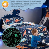 A Nice Night 5pc Glow in The Dark Kids Comforter Set,Dinosaur Galaxy Printed, Space Bedding Set Twin Size for Boys Girls Teen A Nice Night