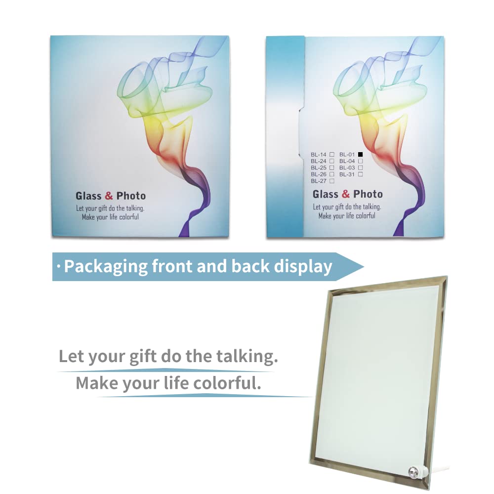 MR.R 2 piece 8'' Sublimation Blanks Glossy Glass Photo Frame,No Edge,Single Hole Picture Frame for Heat Transfer Printing,7x9 inch