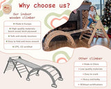 WoodandHearts Montessori Climbing Set - Foldable Triangle Climber with Slide, Ramp, Arch - Wooden Toddler Climbing Toys Indoor Playground Jungle Gym for Kids Age 2-8 Wood And Hearts