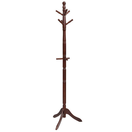 Tangkula Wood Coat Rack Freestanding, Entryway Height Adjustable Coat Stand with 9 Hooks & Stable Tri-Legged Base, Rubber Wood Coat Tree Hall Tree Coat Hanger Stand for Home Office Hall Entryway Tangkula