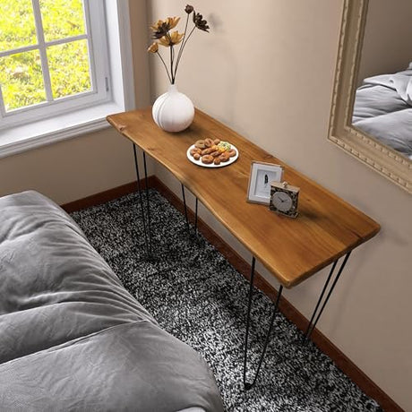Brefhome Narrow Entryway Table, Modern Solid Wood Console Table Behind Sofa, Handcrafted Live Edge Tall Table for Living Room, Hallway, Outdoor Generic