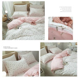 LifeTB Cotton Floral Duvet Cover Queen Girl Pink Flower Bedding Sets Garden Style Cotton Floral Comforter Cover Pink White Floral Bedding Sets Flower Branches Pattern Duvet Cover with Zipper Closure LifeTB
