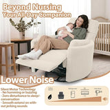 GNMLP2020 Power Rocking Chair Nursery, Oversized Rocker Recliner for Adults, Wide Swivel Rocker Recliner with USB, 2 Pillows, Electric Barrel Armchair Single Sofa for Living Room Bedroom, Beige