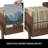 Crosley Furniture Luna Record Player Cabinet Turntable Stand, Storage for up to 175 Vinyl Records, Walnut Crosley Furniture