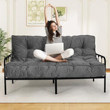 DHMAKER 8-inch Futon Mattress Queen Size, Thick Futon Sofa Couch Bed Foldable Floor Sleeping Pad for Adults, Portable Floor Bed Mattress, Velvet Tatami Mat (Frame Not Included), Deep Grey, 60"x80" DHMAKER