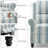 DREAMSIDEA Recliner Chair, Modern Pushback Armchair with Adjustable Backrest & Footrest for Bedroom, Living Room (Blue Stripe,Set of 2)